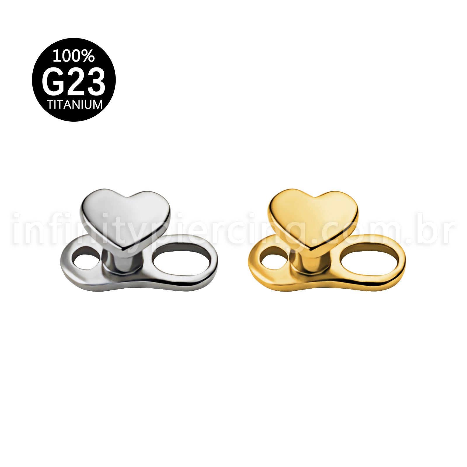 Piercing Microdermal Titânio Topo Coração